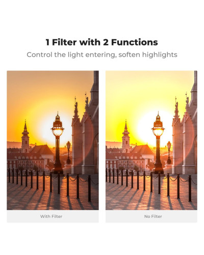 Комбінований світлофільтр K&F Concept 67mm ND2–400 + 1/4 Black Mist (KF01.2021)