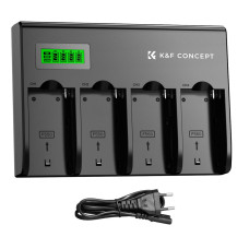 4-слотовий зарядний пристрій K&F Concept для акумуляторів NP-F (F550/F750/F970), LCD, Fast Charge (KF28.0045EU)