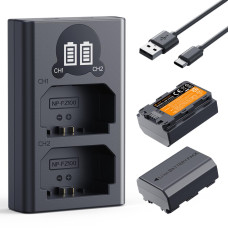 Набір K&F Concept NP-FZ100 (акумулятор 2600mAh + зарядний пристрій) — сумісно з Sony A7 III/A7 IV, FX3, FX30, A6600, A6700, A7C, A7R IV, A7S III, ZV-E1, ZV-E10 II, Alpha 9 II (KF28.0097) 